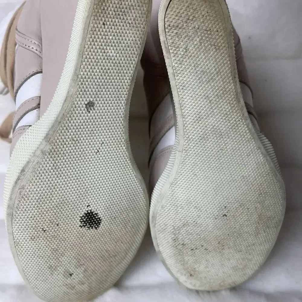 Chloe high top wedge sneakers in white suede and tan leather trim size E…